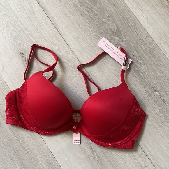 BODY BY VICTORIA
Smooth & Lace Push-Up Bra Red 34C Nwt - Picture 4 of 6
